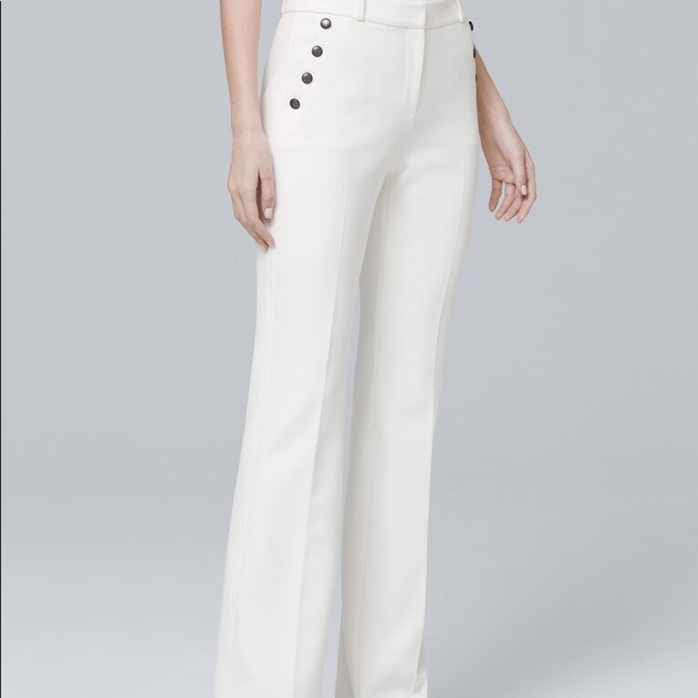 White House Black Market White Wide-Leg Pants